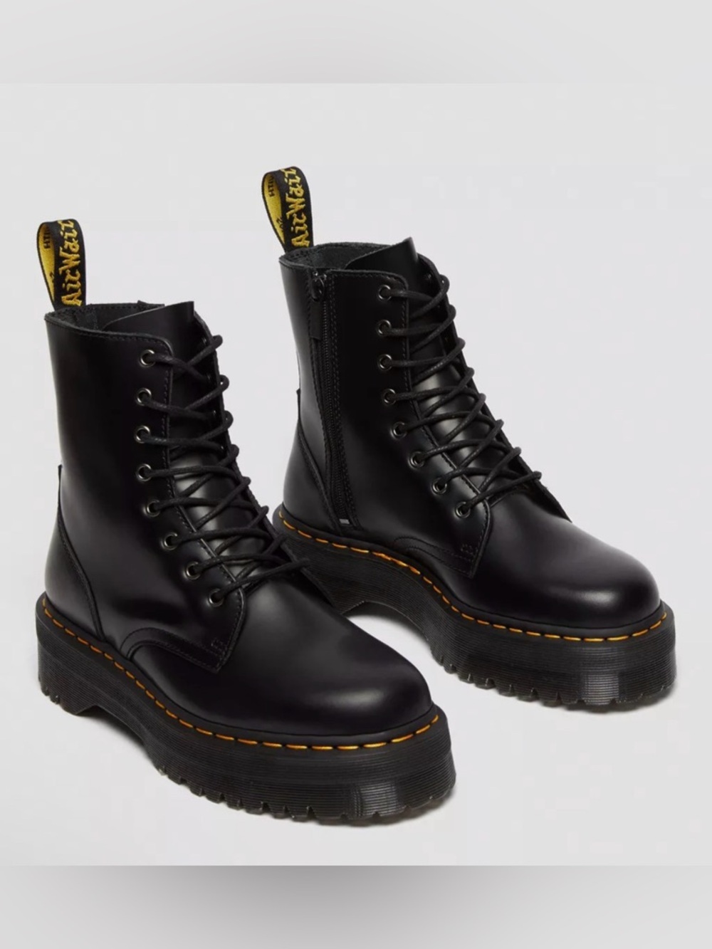 Dr. Martens Jadon Leather Platform Combat Boots- Black